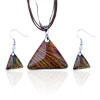 Tan Triangular Fused Dichroic Glass Pendant And Earring Set