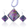 Purple Cloud Dichroic Glass Pendant And Earring Set