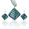 Green Fused Dichroic Glass Pendant And Earring Set
