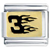 Number Three With Flames Italian Charm
