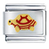  Gold  Plated Red Outline Turtle  Italian  Charm