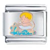 Yellow Haired Baby Swimming Italian Charm