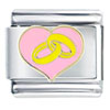 Pink Heart And Marriage Ring Italian Charm