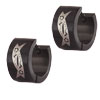 Stainless Steel Black Flower Ribbon Earrings