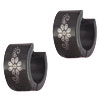 Stainless Steel Black Fancy Flower Earrings