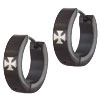 Stainless Steel Black Cross Earrings