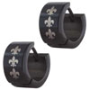 Stainless Steel Black Fleur De Lis Earrings