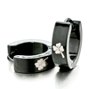 Black Spacer With Clover Pattern Stainless Steel Earrings