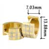 Stainless Steel - Stainless Steel Golden With Lattice Pattern Earrings