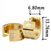 Golden Wide With Big Round Pattern Stainless Steel Earrings