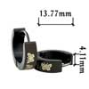 Stainless Steel - Stainless Steel Black With Butterfly Pattern Earrings