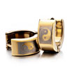 Stainless Steel Golden With Eight Diagrams Pattern Earrings