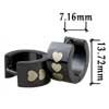 Black Wide With Heart Pattern Stainless Steel Earrings
