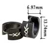 Gift - Stainless Steel Wide Black With Cross Pattern Earrings
