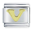  Gold  Plated Letter V  Italian  Charm