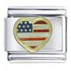 Usa Flag Heart Italian Charm