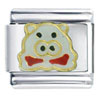 White Pig With Bow Italian Charm
