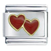 Two Red Hearts Italian Charm