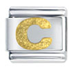 Gold Tone Textured Letter C Italian Charm