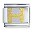 Gold Plated Textured Letter H Laser Italian Charm