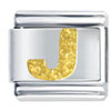 Gold Plated Textured Letter J Laser Italian Charm