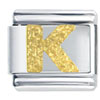 Gold Plated Textured  Letter  K Laser Italian Charm