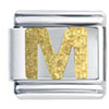 Gold Plated Textured Letter M Laser Italian Charm