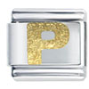  Gold   Plated  Textured Letter P Laser Italian Charm