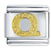 Gold Plated Textured  Letter  Q Laser Italian Charm