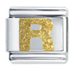  Gold   Plated  Textured Letter R Laser Italian Charm