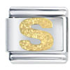  Gold   Plated  Textured Letter S Laser Italian Charm