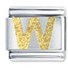 Gold Plated Textured  Letter  W Laser Italian Charm