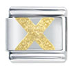 Gold Plated Textured Letter X Laser Italian Charm