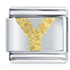 Gold Plated Textured  Letter  Y Laser Italian Charm