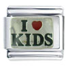 I Heart Kids  Silver   Italian  Charm