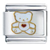 White Teddy Bear With Heart Italian Charm