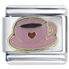 Pink Heart Coffee Cup Italian Charm