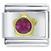 July Ruby Color Birhtstone Flower Italian Charm