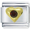 Gold Plated January Garnet Color Birthstone Heart Italian Charm