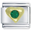 Gold Plated May Emerald Color Birthstone Heart Italian Charm