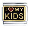 Golden I Heart My Kids Italian Charm