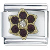 Gold Plated January Garnet Color Birthstone Flower Italian Charm
