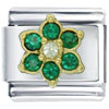 Gold Plated May Emerald Color Birthstone Flower Italian Charm