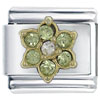 Gold Plated August Peridot Color Birthstone Flower Italian Charm