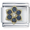 Gold Plated September Sapphire Color Birthstone Flower Italian Charm