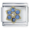 Gold Plated December Blue Zircon Color Birthstone Flower Italian Charm