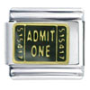 Admit One Ticket Black Italian Charm