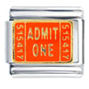 Admit  One  Ticket Orange Italian Charm