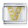  Letter  V Studded Italian Charm