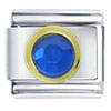 Round September Sapphire Color Birthstone Italian Charm